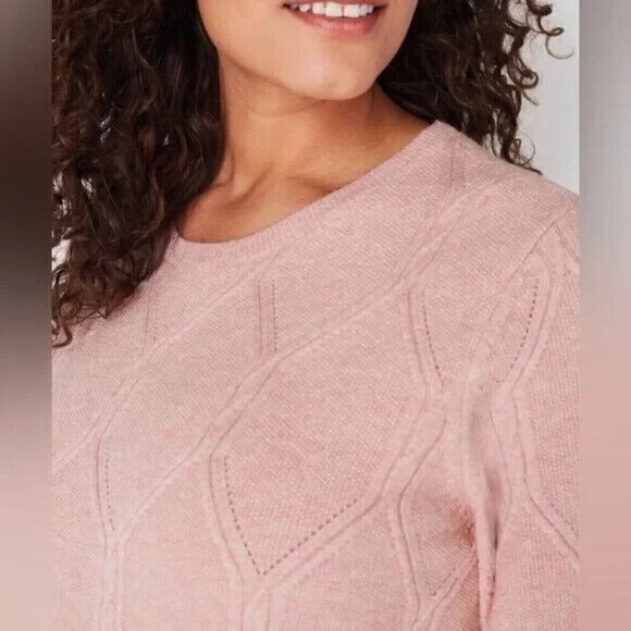 J. Jill Cabled Knit Sweater Tunic Barbie Boho Cottage Grandma Chic Academia L - Picture 2 of 10